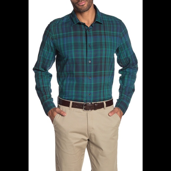 Ike Behar sea moss plaid button down dress shirt - Picture 3 of 8